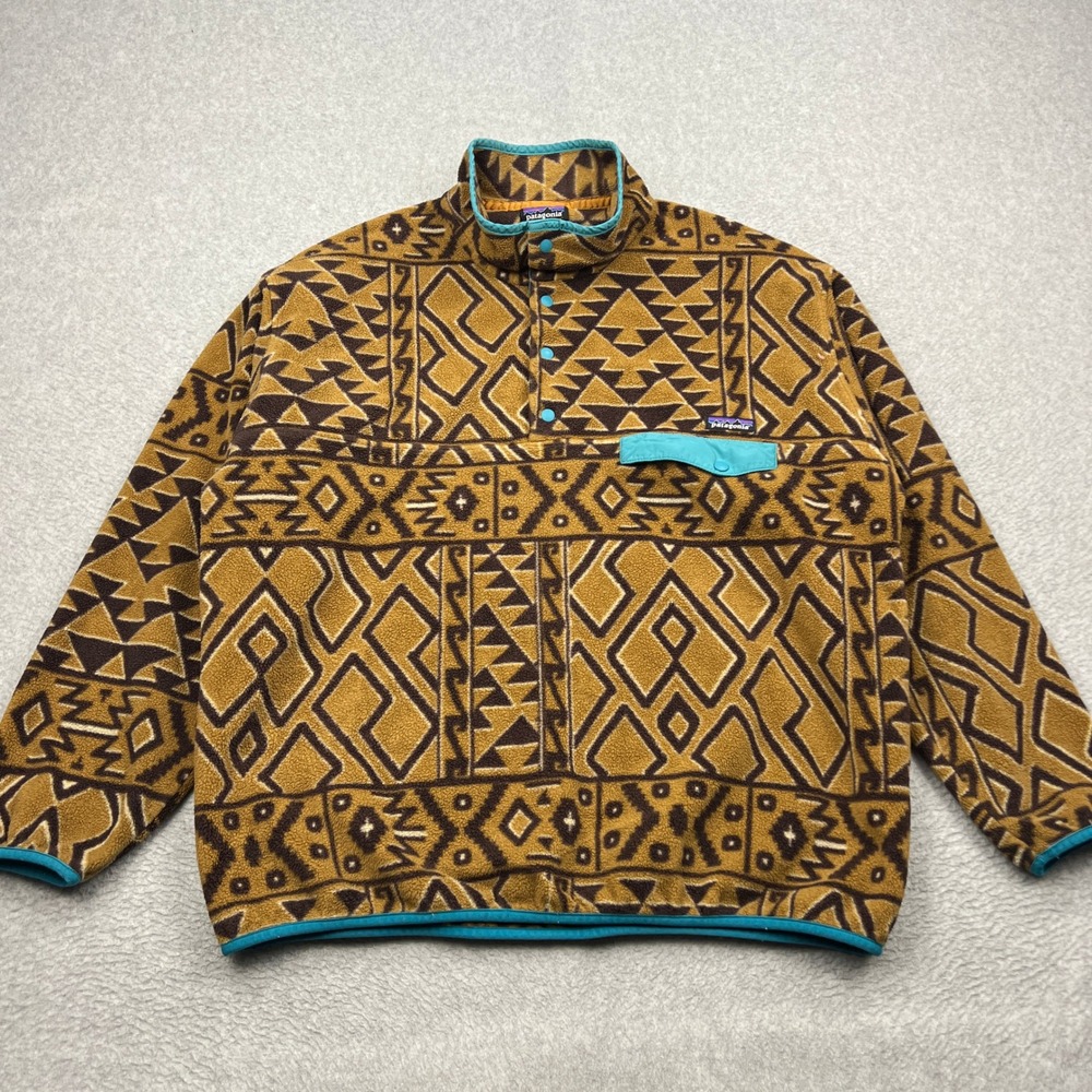 Patagonia Synchilla Snap-T Pullover Mens XL Montana Siete Brown Fleece 25450